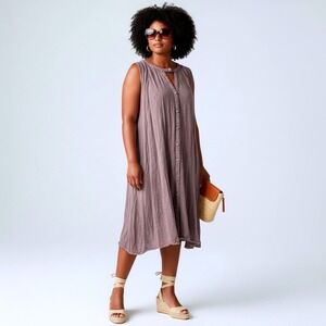 Umgee Womens Tunic Dress Size 1XL Sleeveless Swing Trapeze Boho Casual Mauve